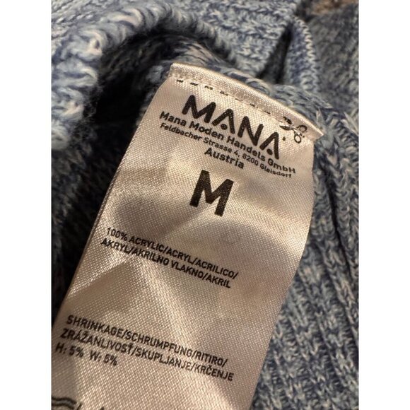 Mana Turtleneck Sweater Blue Acrylic Ribbed Long Sleeve Knit Woman's Medium NWT - Picture 4 of 10